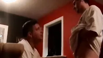 Amateur group blowjob party with mature and young guys