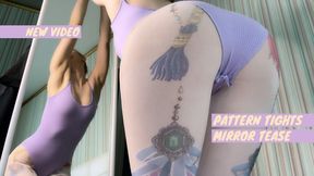 Patterned opaque tights mirror tease