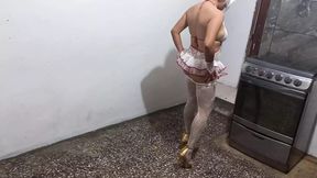 STEPMOTHER IS WEARING SEXY LINGERIE TO SEDUCE ME. THE SLUT TOUCHES HER TITS AND VAGINA IN A TEMPTING WAY.