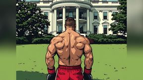 Muscular Fighters at White House (ai Art)