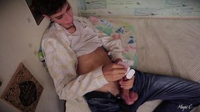 jerking my big latino cock with oil until i cum a nice thick load