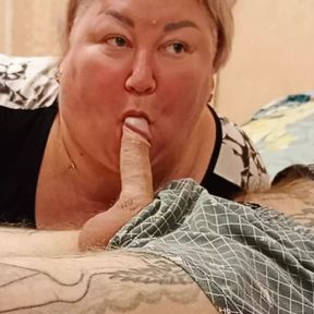 Stepmom loves to wake me up with a deep blowjob