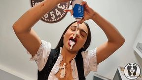 ana spears in dirndl cooking a special cake