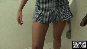 Barbi sucked by dick in the gas station restroom