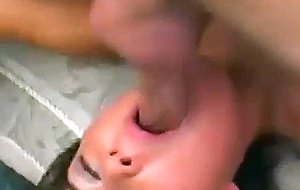 Ashley blue gagging on two cocks