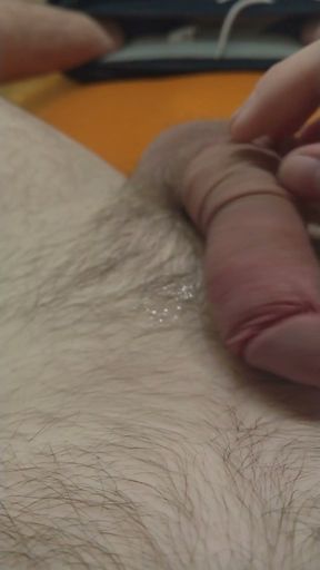 Precum games after cockbanding with rubber band   Clip 1