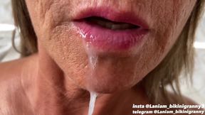 Milf granny deepthroat taboo cum in mouth drain balls