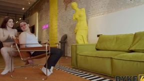 Two lesbian lovers passionately pleasure each other with tongues and toys