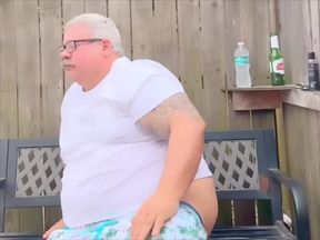 Old Fat Husband Has Giant Hot Dog and Is a Giant Fat Man