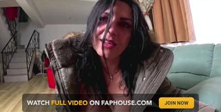 Glossy Fur Hood Downjacket. Deepthroat, Spit Play, Riding and Cum Dripping on My Coat