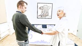 ”Granny gets her unshaved cunt thumped by young toyboy”