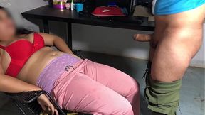 A mature woman invites an inexperienced young man she meets on social media to her home