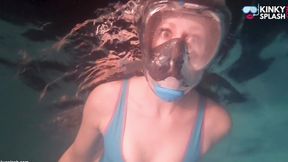 Night Swim in Latex Swimsuit & Full Face Mask