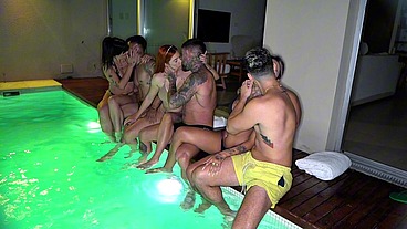 Wet & Wild Pool Orgy Turns Into A Bedroom Free-for-All.