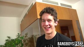 Daddy Johnny tips teen naked cleaner Tommy for a wet blowjob