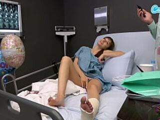 Concupiscent Large Boobs mother I'd like to fuck Masturbates On Hospital Couch - Gives Stranger Tugjob Cum On Melons