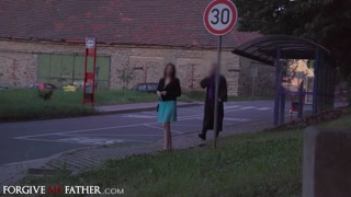 Forgive Me Father - young lady with very small pussy but large pussy lips fucked roughly to orgasm