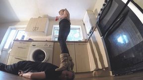 Crushing His Head In Her Kitchen Under Her Boots FLOOR CAM (4K)