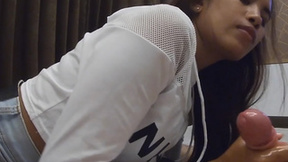 Amateur Thai teen Cherry too tired for a fuck so giving a sensual handjob