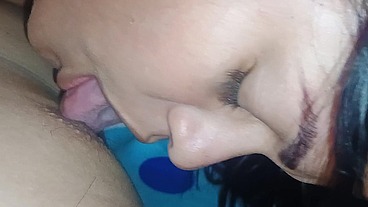 my wifes licks my nipples and sucks my cock so rough in a nice pov blowjob