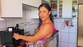 a make-out session in the kitchen ends with penetration of the refrigerator!