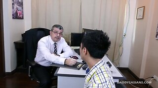 Oldie Man fucks his office boys