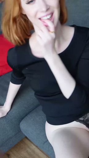 Hot redhead teen Lenina Crowne gets fucked in her black mini dress and gets creampied   Clip 2