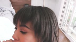 ”Glam beautiful babe with large tits gets her booty oiled before fucking”