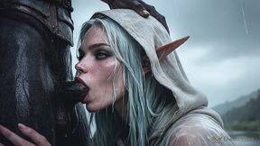 we were fucking this blonde elven warrior with our big black cocks in the rain!! she was soaking wet and was sucking our cocks, moaning and offering up all her holes!! i’ll never forget that day...[ai