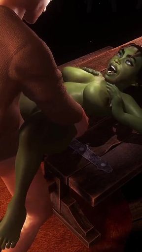 Sex with hot busty goblin girl