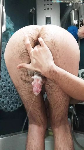 Hairy ass , piss and insertion