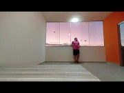 I went up to the terrace and stood naked waiting for someone to see me in the new house.