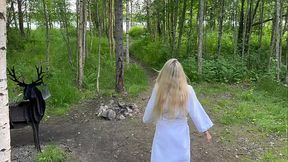 Slim blonde with beautiful face blows hot big cock in fishnet