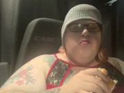 Fatso stuffs her face