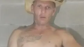 Cowboy baby's giant hard dick solo jerk-off session