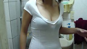 Asian wife gives BJ in homemade video