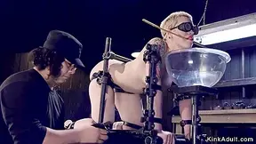 Blonde Slave In Gas Mask Gets Whipped