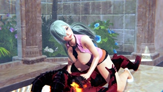 Elizabeth Liones and Demon fucks cowgirl position hentai 3d