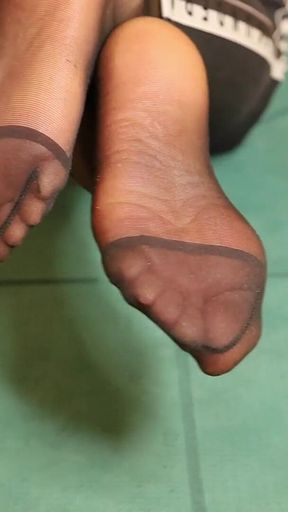 Nylon Feet After Sneakers Workout