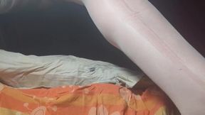 Pussy and cervix play and fuck in white nylon stockings