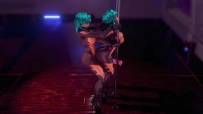 Horse Dick Futanari Pounding from behind another Futa Holding Stripper Pole