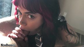 casting goth aurora anarchy - face fuck - drinks cum - best pov blowjob - rough doggystyle