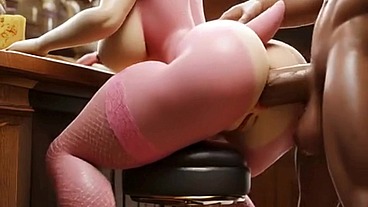 My step cousin, a real high-class slut, had anal sex with me and my friends in front of everyone at a crowded bar!