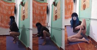 Cute skinny femboy stretches then gets stuffed anal hard