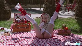 Petite Kenzie Reeves got fucked hard after public masturbation on a backyard