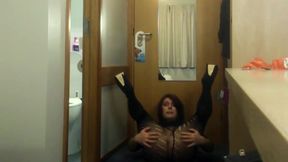Playing with cock in patterned pantyhose