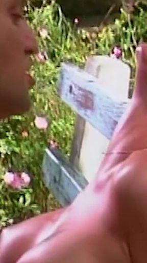 Blonde Babe Drooling on Throbbing Cock Outdoors