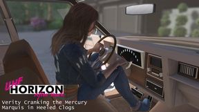 Verity Cranking the Mercury Marquis in Heeled Clogs 720p