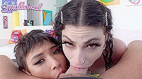 SWALLOWED Brooklyn Gray and Lydia Black gag over cock