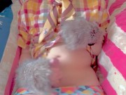 furry femboy cums on his tummy! (mosaic)